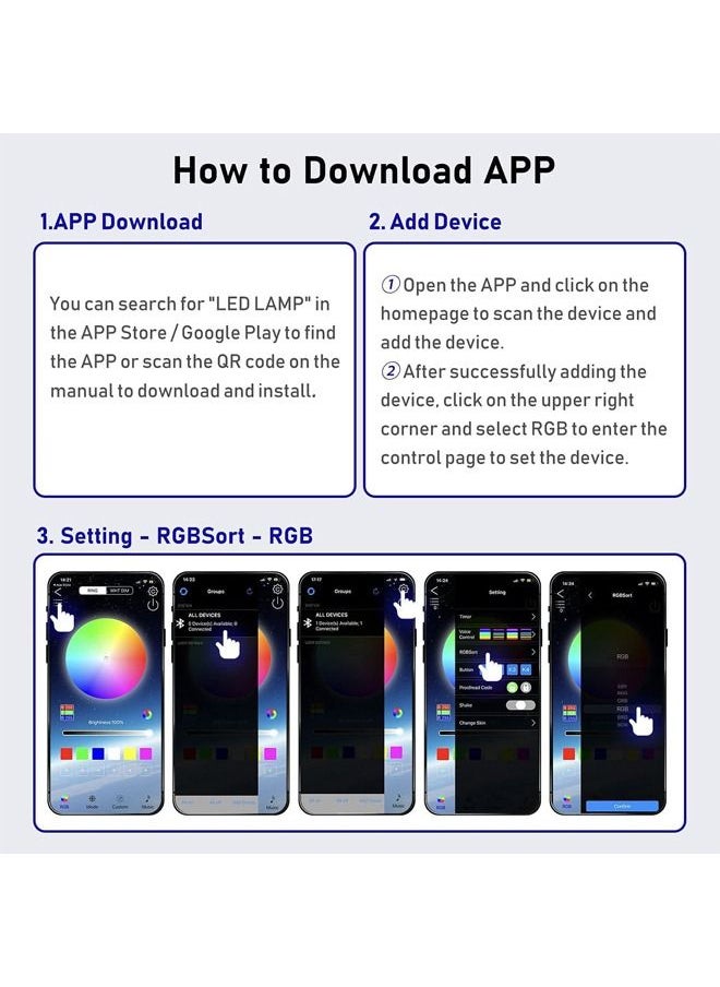 8 Color RGB LED Lights for PS5, Music Synchronized Color Changing Lights DIY Decorative Accessories 3 Control Methods More Than 400 Effects Remote Control Ring Light Runner Strip