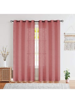 Cotton Linen Sheer Curtain Panels For Living Room, Bed Room (Dusty Rose, Pack Of 2, 4X7 Feet) Classy Linen Curtain, Sheer Curtain, Linen Sheer Curtains