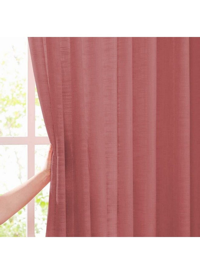 the purple tree - Cotton Linen Sheer Curtain Panels For Living Room, Bed Room (Dusty Rose, Pack Of 2, 4X7 Feet) Classy Linen Curtain, Sheer Curtain, Linen Sheer Curtains - Image 1