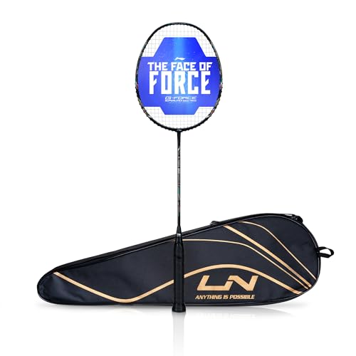 Li-Ning Li-Ning G-Force 3800 II Superlite Strung Badminton Racket with Full Cover | 5U | Maximum Tension ≤ 30 Lbs (Black) - Image 1