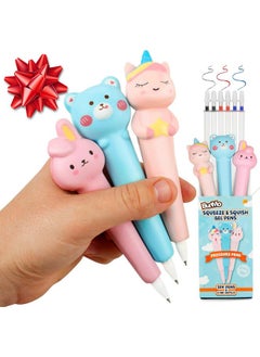 BUNMO Stocking Stuffers For Girls - Cute Squishy Gel Pens 3 Pack With Soft Grip - Gifts For Tween Girls, Cute Pens With 6 Ink Refills - Squishy Design For Squeezing - Stocking Stuffers For Kids  - Image 1