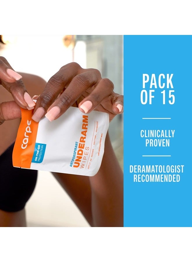 Carpe On-the-Go Antiperspirant Underarm Wipes (Pack of 3 Boxes) for Sweat Blocking, Deodorizing, and Cleansing When You're On the Move - 45 Residue Free, Individually Wrapped Wipes - Image 2