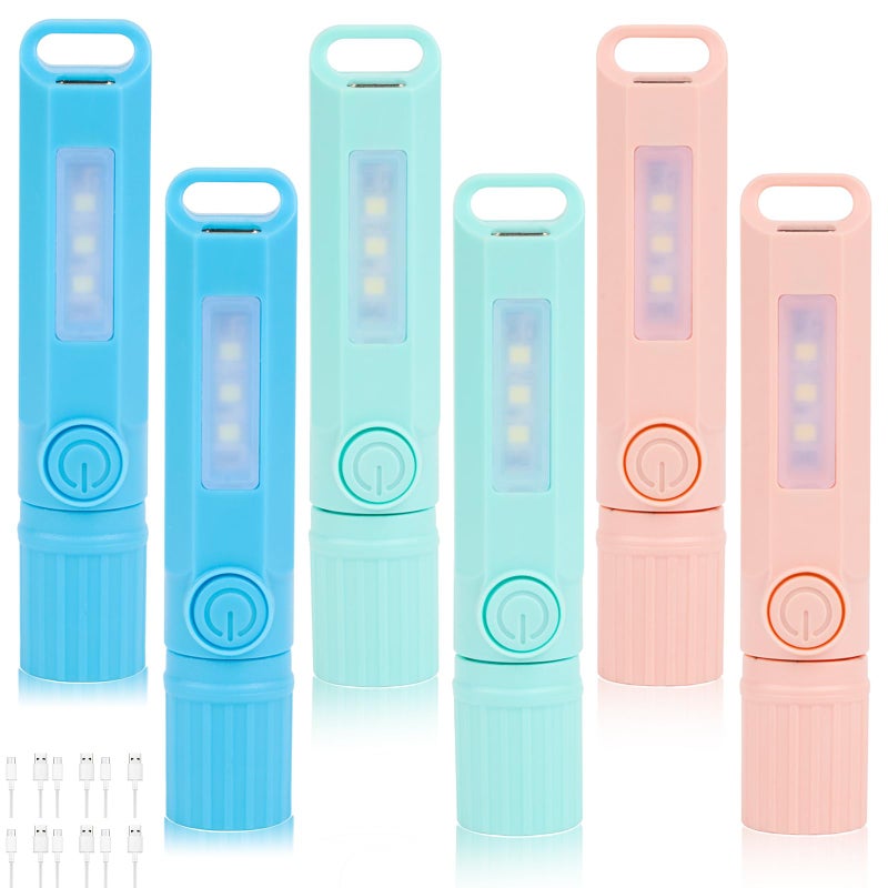 Hilngav 6 Pack Rechargeable Flashlights USB C Mini LED Flashlights Camping Lantern Combo Flashlight Ultralight Zoomable Flashlight for Gift Camping Hiking Night Reading - Image 2