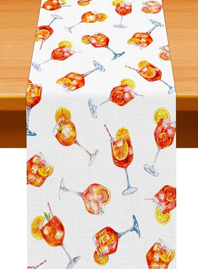 Pudodo Aperol Spritz Table Runner Italian Margarita Spritz Themed Bachelorette Bridal Shower Party Kitchen Dining Room Home Decorations - Image 1