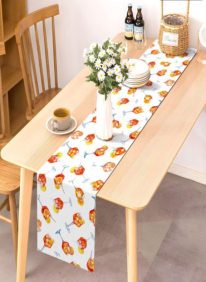 Pudodo Aperol Spritz Table Runner Italian Margarita Spritz Themed Bachelorette Bridal Shower Party Kitchen Dining Room Home Decorations - Image 2