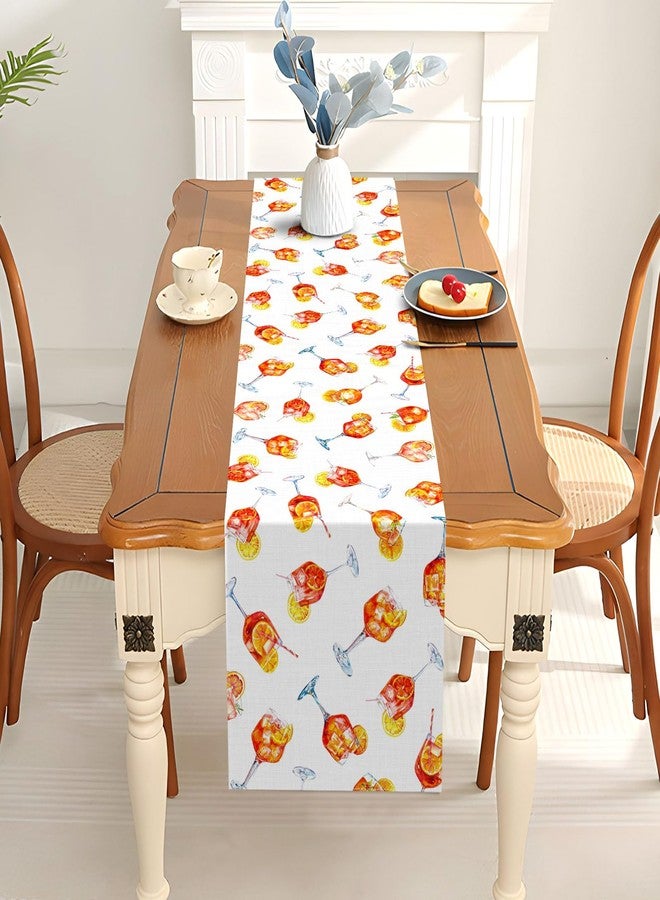 Pudodo Aperol Spritz Table Runner Italian Margarita Spritz Themed Bachelorette Bridal Shower Party Kitchen Dining Room Home Decorations - Image 4