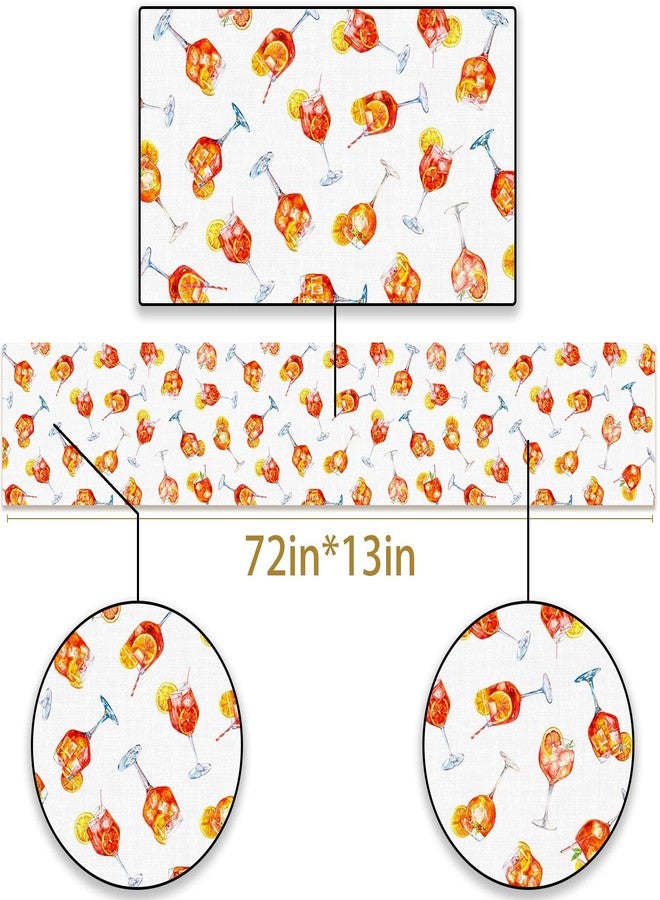 Pudodo Aperol Spritz Table Runner Italian Margarita Spritz Themed Bachelorette Bridal Shower Party Kitchen Dining Room Home Decorations - Image 3