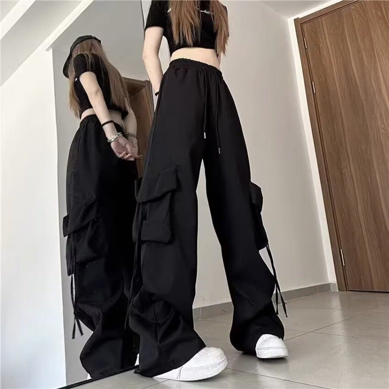 2024 Retro American Work Pants for Women Autumn Winter Casual Wide Leg Yellow - Image 2