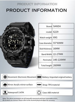 Sanda SANDA Outdoor Sports Men Watch Waterproof LED Analog Digital Show Multifunction Big Dial Electronic Wristwatch G style Male Clock  - Image 3