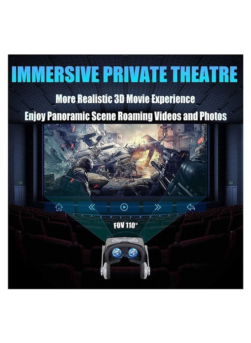 KASTWAVE - VR Headset, 3D VR Headset with Remote Controller, Virtual Reality VR 3D Glasses VR Set 3D Virtual Reality Goggles, Controller, Adjustable VR Glasses Support 4.7-6.0 Inches Smartphones - Image 1