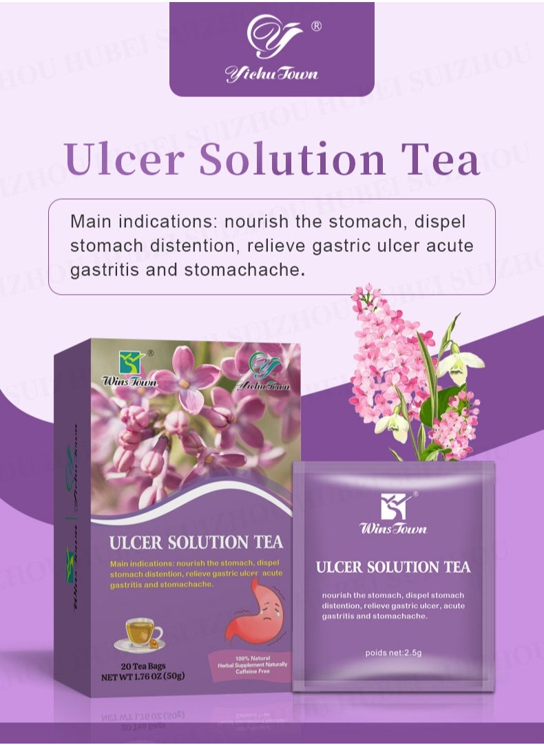 Wins Town - Ulcer Solution Tea, Natural Ulcer Healing Tea, Safe Daily Stomach Nourishing Tea, Organic Stomachache Relief Tea Bags For Gastritis Heartburn And Various Stomach Discomfort - Image 1