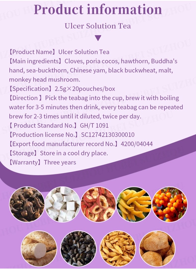 Wins Town - Ulcer Solution Tea, Natural Ulcer Healing Tea, Safe Daily Stomach Nourishing Tea, Organic Stomachache Relief Tea Bags For Gastritis Heartburn And Various Stomach Discomfort - Image 1