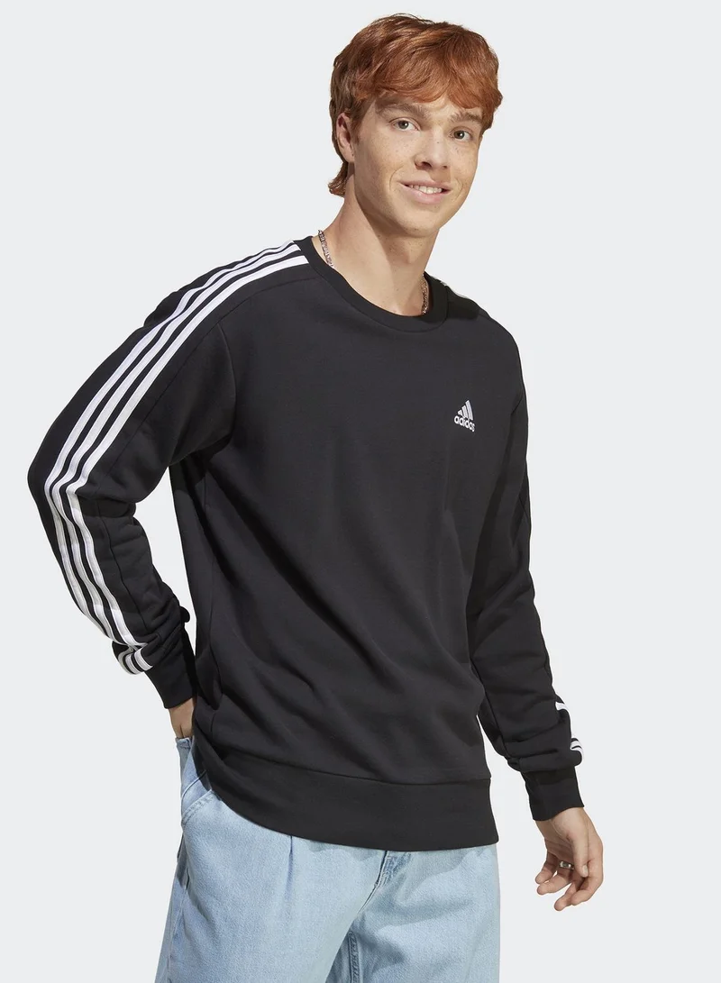 Adidas 3 Stripe Essential French Terry Sweatshirt