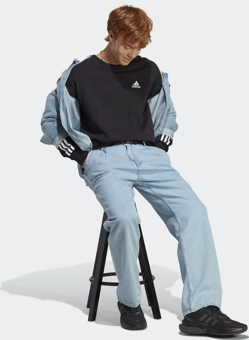 Adidas 3 Stripe Essential French Terry Sweatshirt