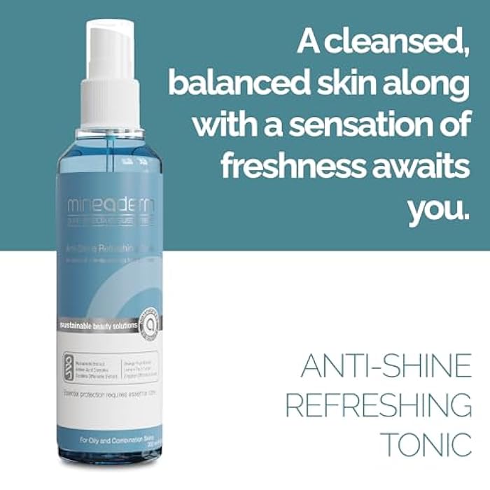 Mineaderm Anti-Shine Refreshing Tonic for Oily & Combination Skin – Pore Minimizer Toner with Witch Hazel Fruit Acids Aloe Vera & Amino Acids – Oil Control Facial Toner for Acne-Prone Skin 200ml - Image 3