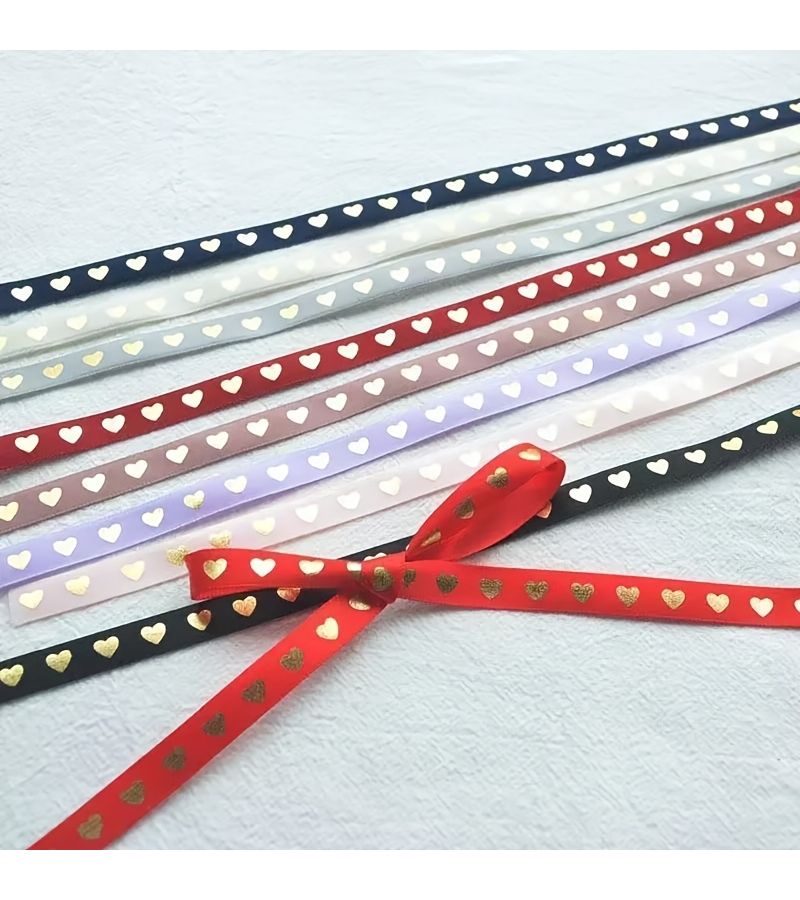 0.39 Inch Golden Lotus Root Starch Heart Ribbon For Bouquet Deco 1181 Inch - Image 5