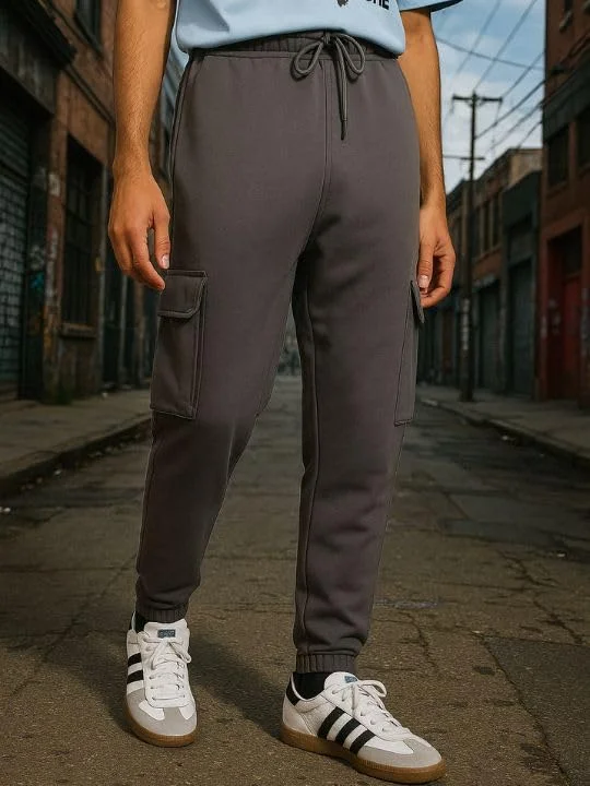 نوبيرو Men's Cargo Joggers in Dark Brown with Utility Pockets