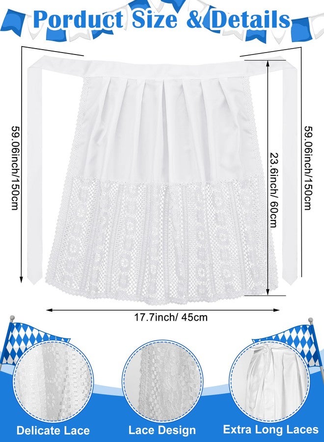 Croloose 2 Pcs Oktoberfest German White Lace Dirndl Apron Authentic German Oktoberfest Outfit Knee Dirndl Dress Bavarian Classic Apron for Party Costume Women - Image 2