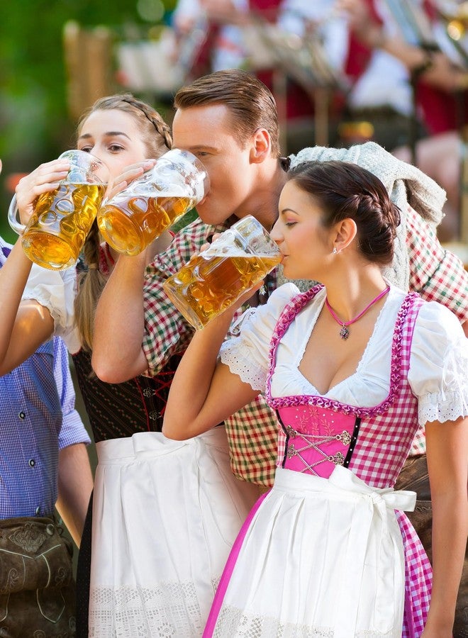 Croloose 2 Pcs Oktoberfest German White Lace Dirndl Apron Authentic German Oktoberfest Outfit Knee Dirndl Dress Bavarian Classic Apron for Party Costume Women - Image 5