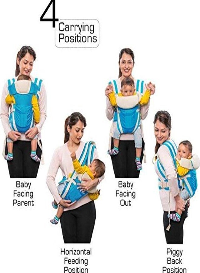 Crawl'in 4-in-1 Adjustable Baby Carrier Cum Kangaroo Bag/Honeycomb Texture Baby Carry Sling/Back/Front Carrier for Baby with Safety Belt and Buckle Straps (Sky Blue) - Image 3