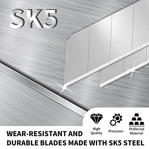 TANOSHII 50-Pack 25MM Utility Knife Blades, Snap off Knife Blades for Retractable Box Cutters and Knife, SK5 Blades in Bulk Pack. 10pc ×5c - Image 2