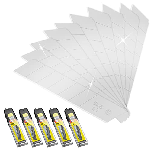 TANOSHII 50-Pack 25MM Utility Knife Blades, Snap off Knife Blades for Retractable Box Cutters and Knife, SK5 Blades in Bulk Pack. 10pc ×5c - Image 1