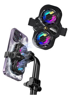 بيوينتي مبرد هاتف RGB، مبرد هاتف قابل للتعديل، مروحة تبريد محمولة للجوال مع شاشة عرض درجة الحرارة، مناسب للألعاب المحمولة والبث المباشر على TikTok  - Image 1