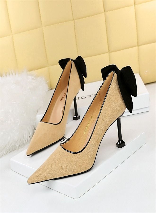BIGTREE Fashion Pointed High Heels 8CM Beige 