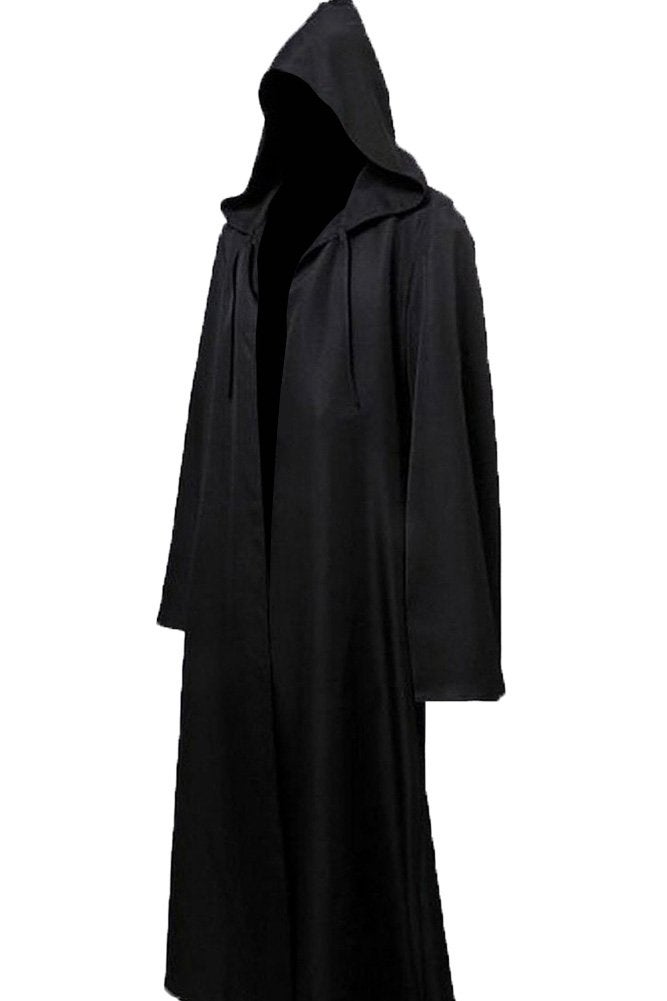 Cosplaysky Men's Cosplay Cloak Robe Costume Halloween Tunic Hooded Uniform (Black, Medium) - Image 2