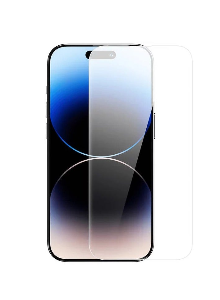 بيسوس OS-Baseus Sapphire Series Privacy Protection Tempered Glass Screen Protector (with Dust Filter) for iP 14 Pro, Clear (Pack of 1, with cleaning kit and dust-proof installation tool) Clear - Image 2