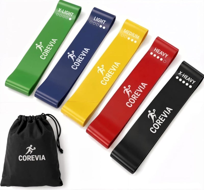 Corevia Non-Slip Latex Resistance Bands Set of 5 for Full-Body Workout - Image 1