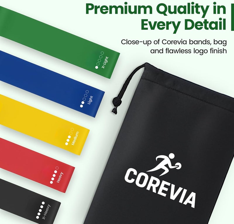 Corevia Non-Slip Latex Resistance Bands Set of 5 for Full-Body Workout - Image 4