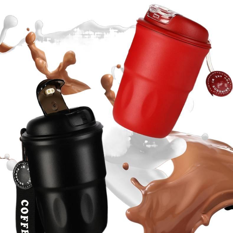 قارورة مياه معزولة، ستانلس ستيل ومقبض سهل الحمل، غطاء مانع للتسرب، 320 ml باللون الأحمر مع مقبض من الستانلس ستيل للاستخدام الخارجي للهدايا - Image 4