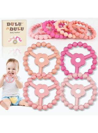 duludulu 4 Pack Silicone Baby Teething Toys, Teething Rings for Babies 0-6 6-12 Months Newborn Baby Teethers Girl Relief Soothe Baby's Gums Infant Toys Gifts Baby Girls Boys Sweet Pink - pzsku/ZDE1AE2A206F819742D32Z/45/_/1737031268/288ec14c-d9c1-431f-afe0-4f335fce0ed1