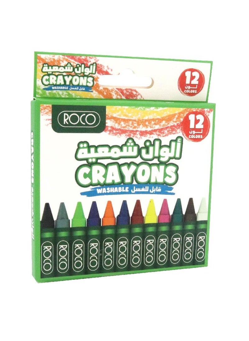 ROCO 12 Piece Wax Crayons Multicolour  - Image 1