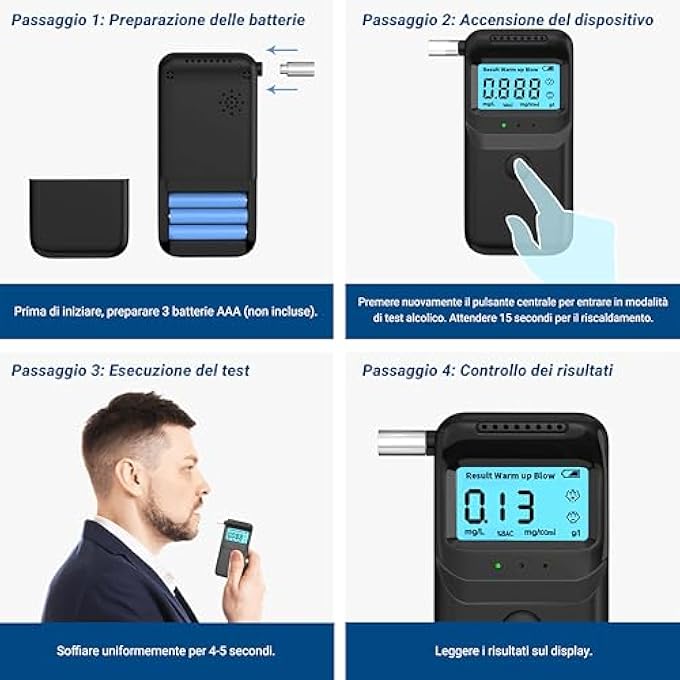 rayihni Certified Portable Breathalyzer with 10 Interchangeable Mouthpieces, High Precision Digital Alcohol Test with LCD Display, Alcohol Tester for Home and Professional Use - Image 2