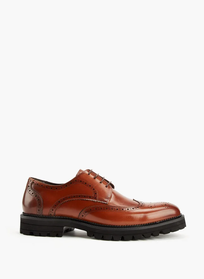 دوتشيني Men's Textured Lace-Up Derby Shoes