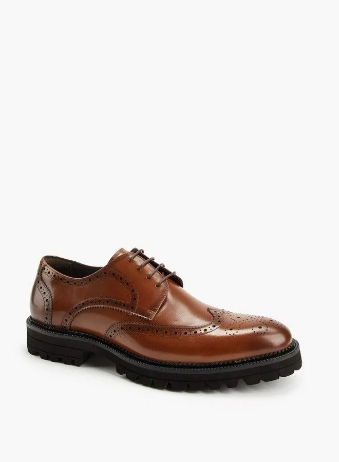 DUCHINI Men's Textured Lace-Up Derby Shoes