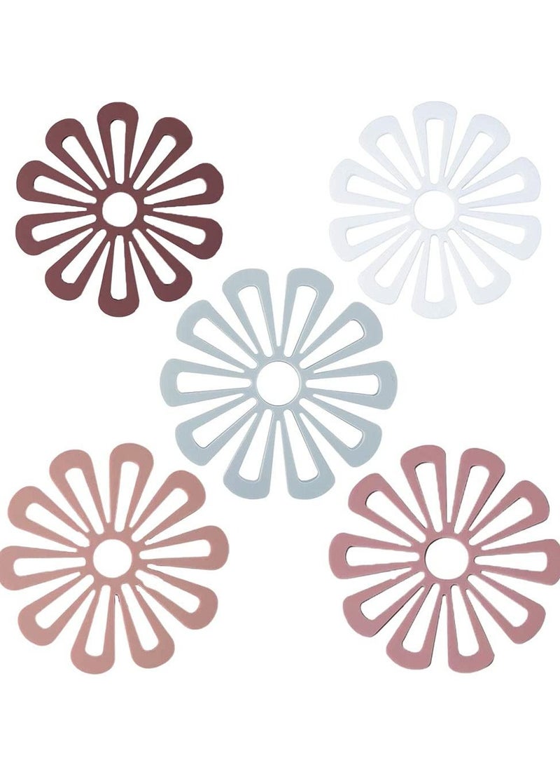 Y&D 5pcs Anti-Scald Kitchen Table Mat Silicone Coaster Multipurpose Durable Non-Slip Flower Shape For  - Image 1