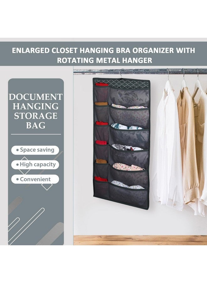 DOUBLE R BAGS DOUBLE R BAGS Closet Hanging Organizer with Mesh Pockets & Metal Hanger,Dual Sided Wall Shelf Wardrobe Storage Bags,Cloth Space Saver Bag for Bra Underwear Underpants Socks (Black Moroccan) - Image 3