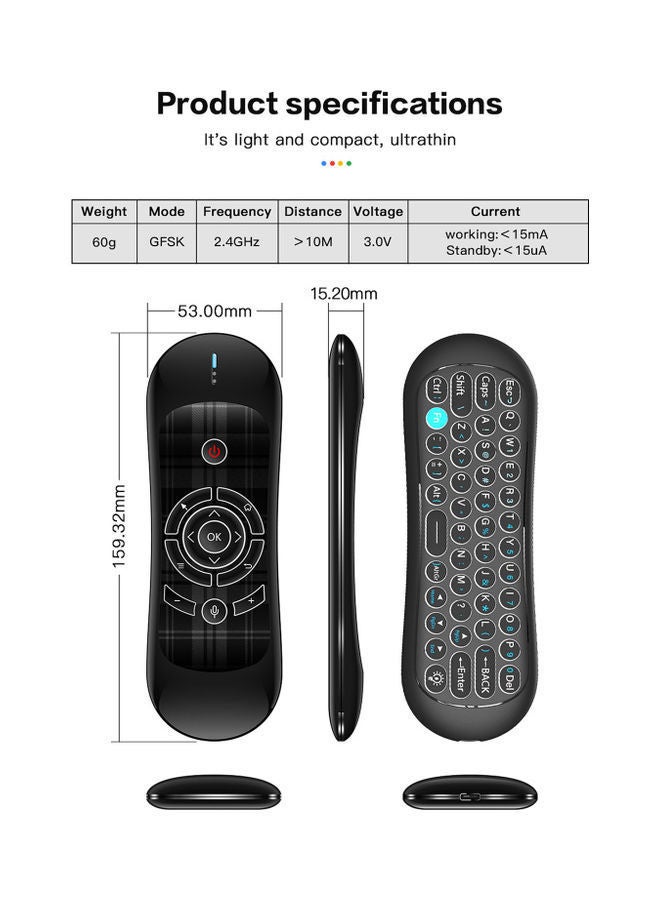 NIBEMINENT R2 Remote Control Mouse IR Smart Mini Keyboard Black - Image 4