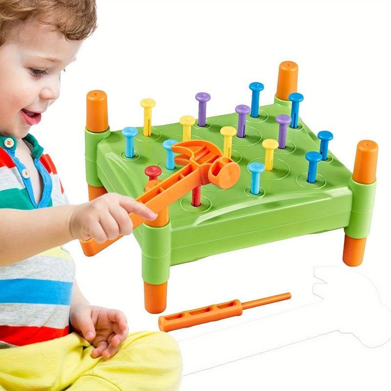 Colorful Hammering Pegboard Toy Set for Kids 3 Plus Hand Eye Coordination - Image 1