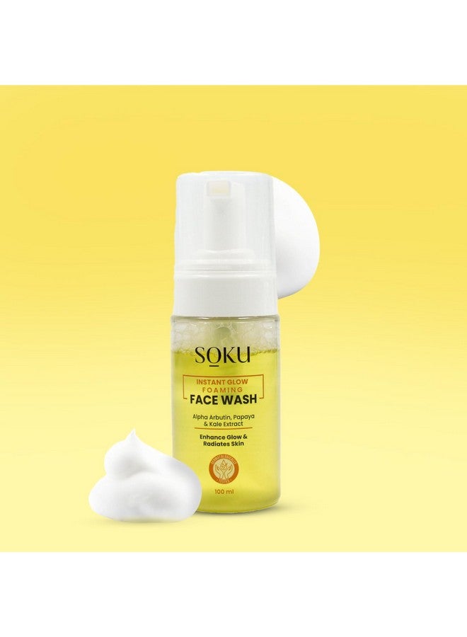 SOKU Instant Glow Foaming Facewash for Deep Cleansing | Enriched With Alpha Arbutin, Papaya & Kale Extract for Instant Brightening | Gentle Cleanser for Men & Women | Sulphate & Toxin Free - Image 2