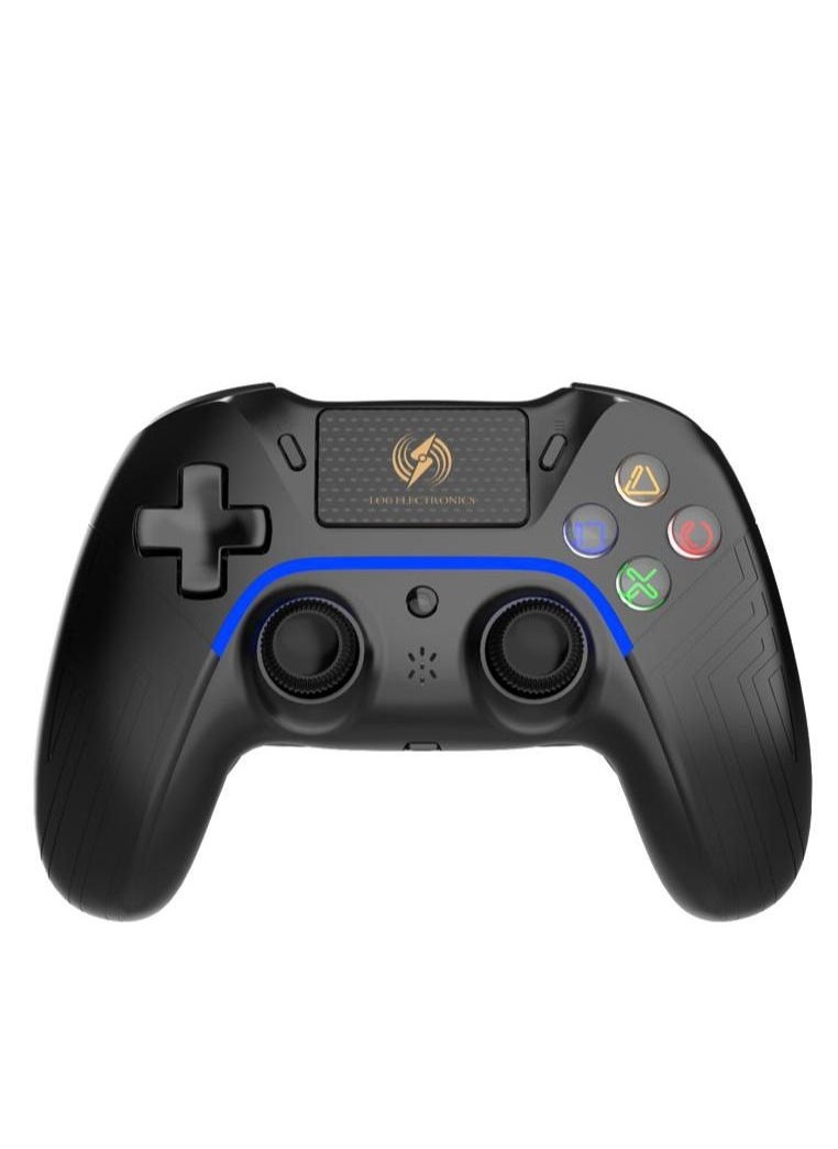 Log Electronics - Black Wireless Controller Compatible with PS4/PS4 Pro/PS4 Slim/PC/iOS 13.4/Android 10, Gaming Controller with Touchpad, Motion Sensor, Speaker, Headphone Jack, LED and Back Button - Image 1