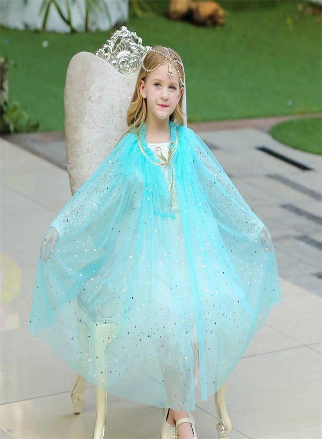 Loquat Girl Princess Draped In a Veil And Draped With a Aloak Light blue  - Image 1