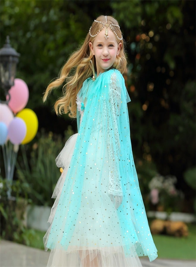 Loquat Girl Princess Draped In a Veil And Draped With a Aloak Light blue  - Image 2