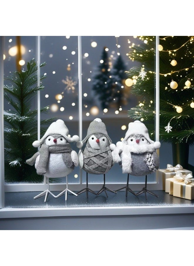 Cute High Color Value Diy Handmade Bird Plush Doll Desktop Window Ornaments Wholesale-Specifications:Gray Hat With Gray Body  - Image 4