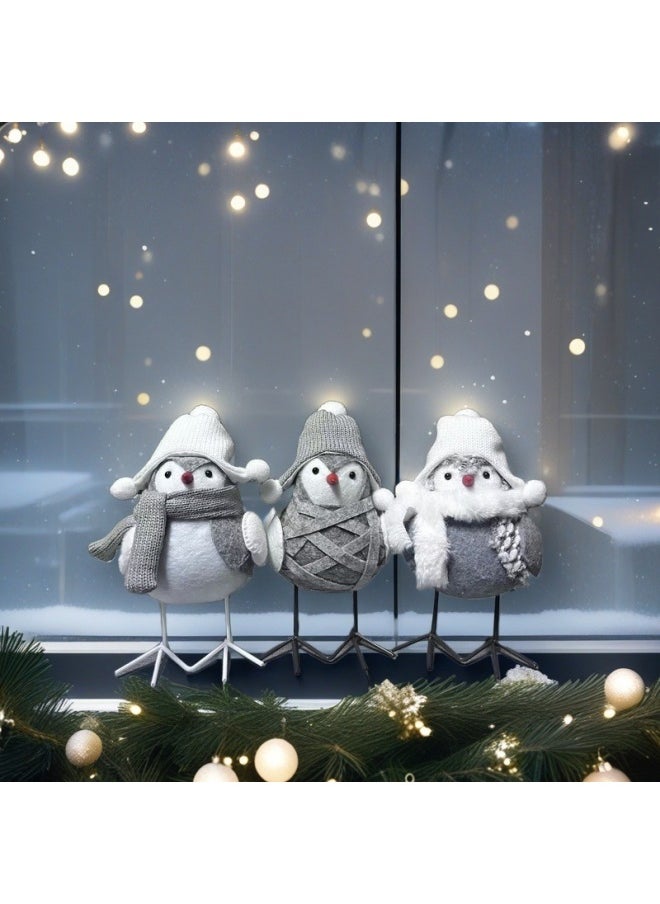 Cute High Color Value Diy Handmade Bird Plush Doll Desktop Window Ornaments Wholesale-Specifications:Gray Hat With Gray Body  - Image 3