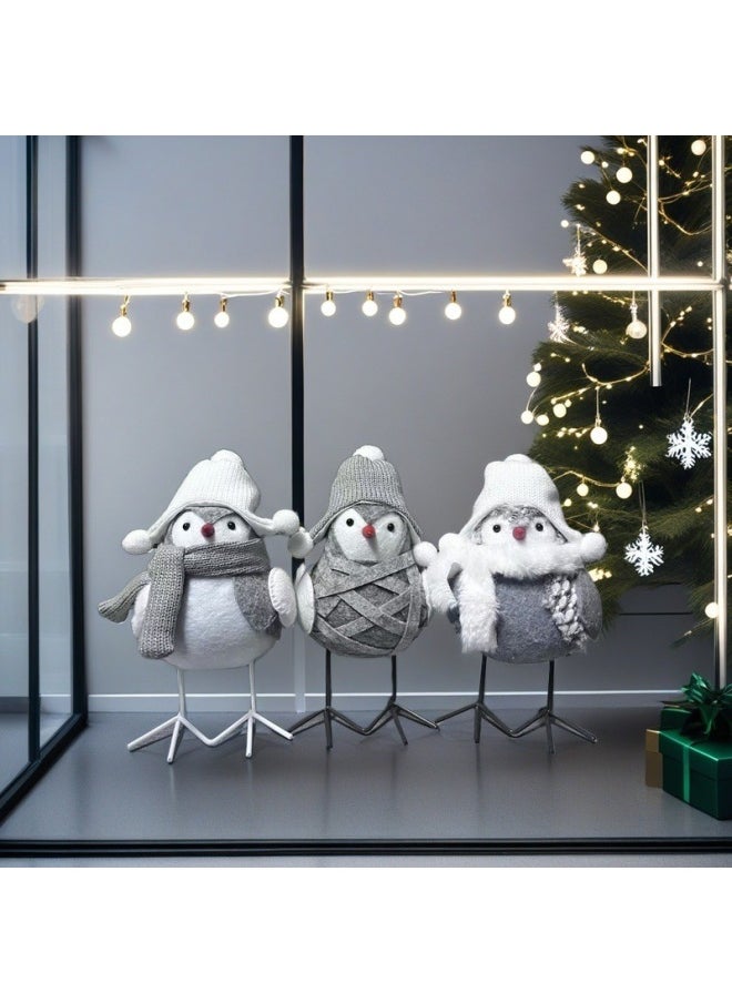 Cute High Color Value Diy Handmade Bird Plush Doll Desktop Window Ornaments Wholesale-Specifications:Gray Hat With Gray Body  - Image 5
