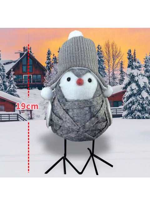 Cute High Color Value Diy Handmade Bird Plush Doll Desktop Window Ornaments Wholesale-Specifications:Gray Hat With Gray Body